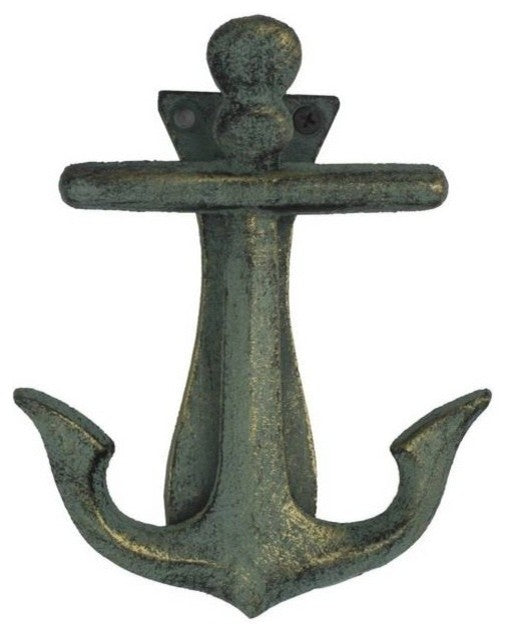 Cast Iron Decorative Anchor Door Knocker, Antique Bronze, 6"