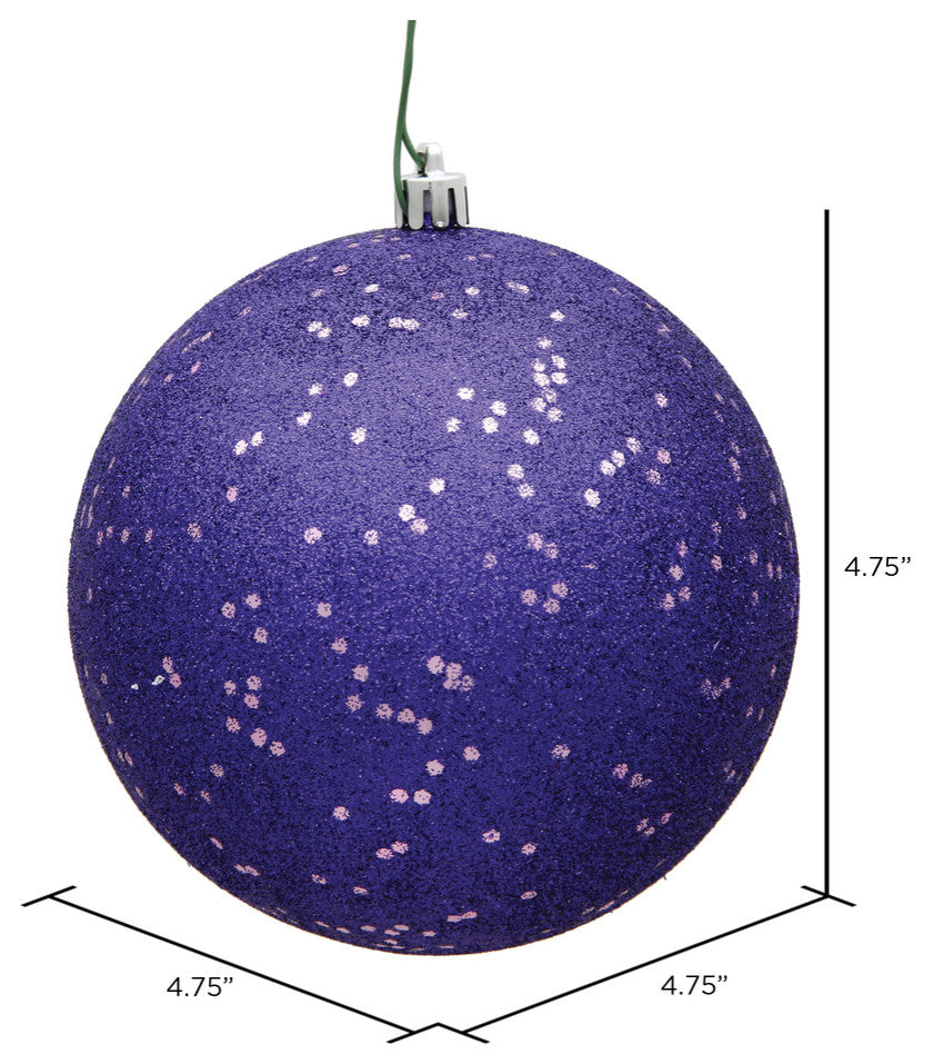 Vickerman 4.75" Purple Sequin Ball Ornament, 4 per Bag