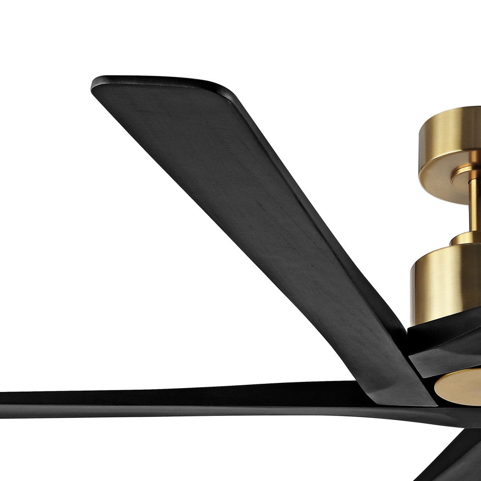 64" Reversible 5-Blade DC Ceiling Fan With Remote Control, Gold/Black