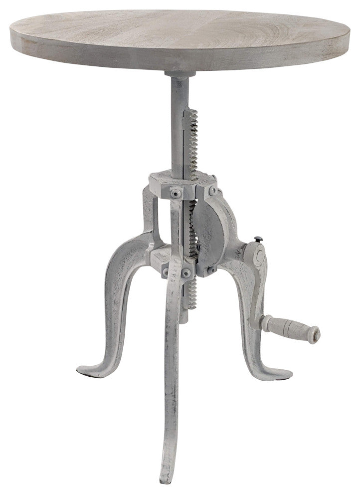 Adjustable Height Crank Table, Whitewash