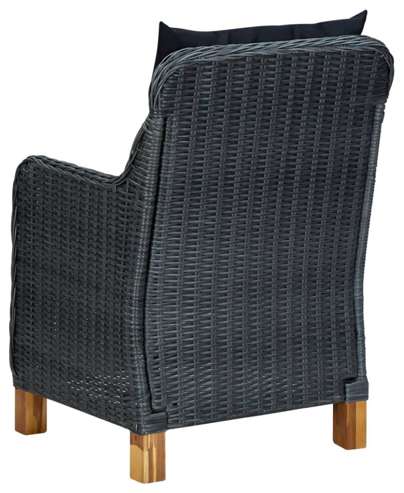 vidaXL Patio Chairs 2 Pcs Patio Dining Chair with Cushions Poly Rattan Dark Gray