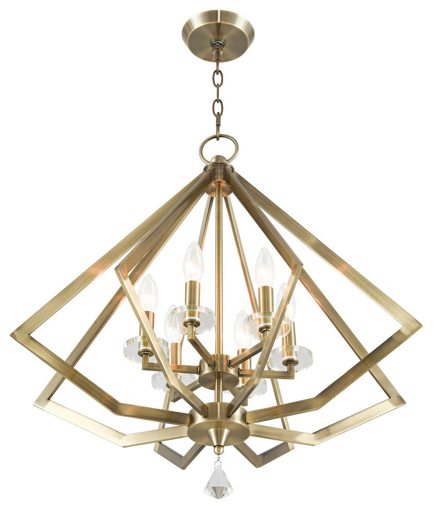 Diamond Chandelier, Antique Brass