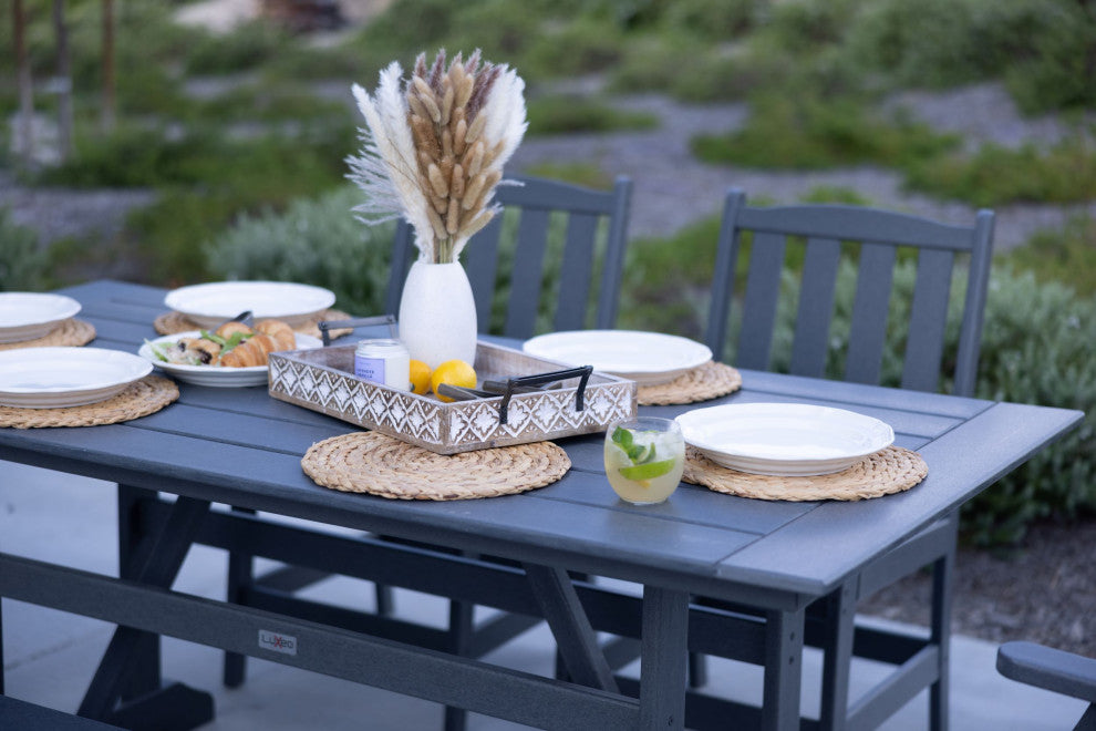 LuXeo Tuscany HDPE Dining Set, Gray, 7-Piece