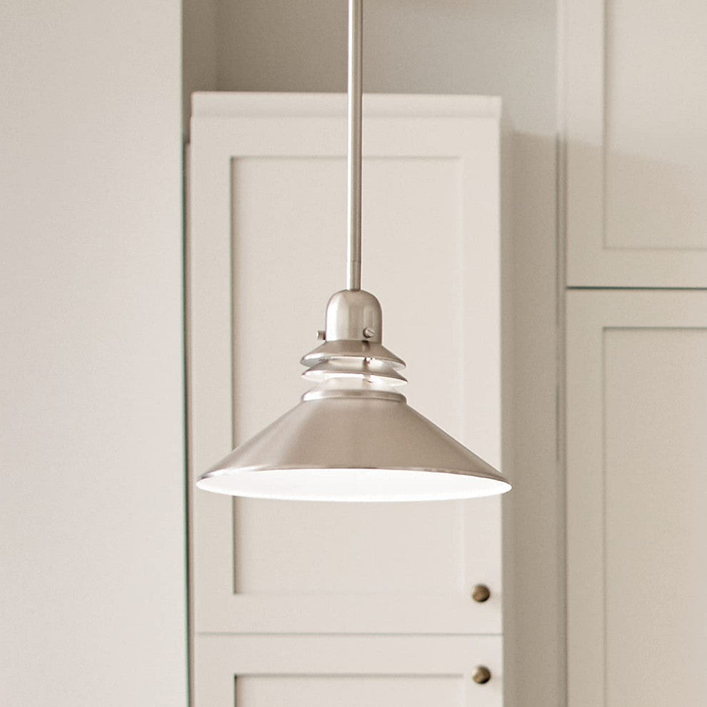 Contemporary Kitchen Pendant Light in Brushed Nickel, Elegant 1-Light Design