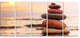 Stones Pyramid on Sand Symbolizing Zen, Landscape Canvas Art, 60"x28", 5 Panels