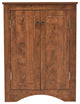 32" Wood 2-door Bath Corner Cabinet, Adjustable Shelves, Brown