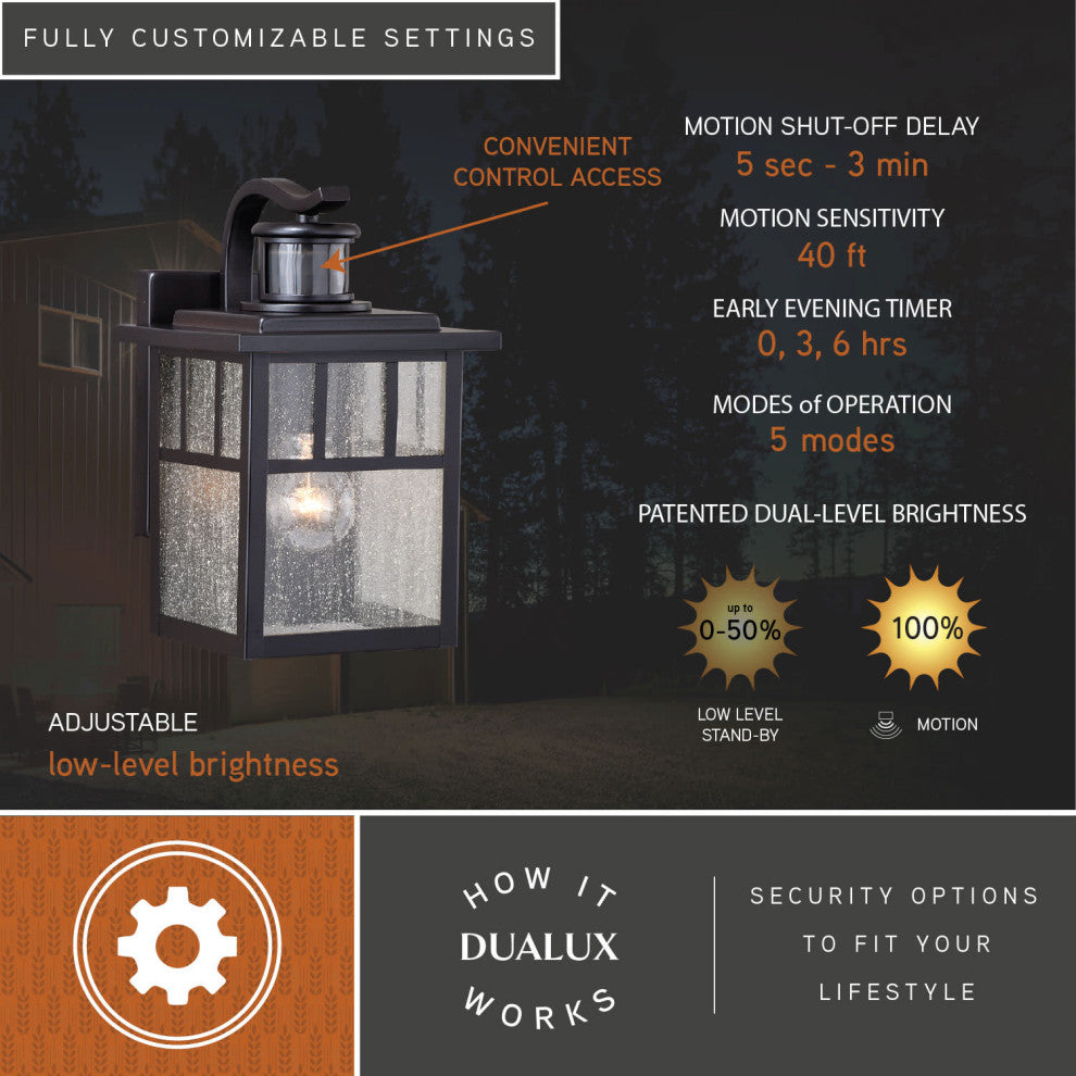 Mission Bronze Motion Sensor Dusk to Dawn Outdoor Mission Wall Light, Oil Burnished Bronze