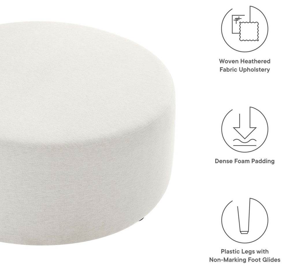 Callum Large 38" Round Woven Heathered Fabric Upholstered Ottoman