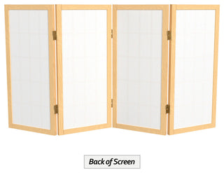 2' Tall Desktop Window Pane Shoji Screen, Natural, 4 Panels