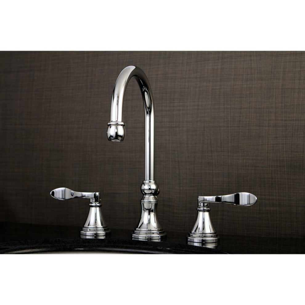 Kingston Brass Widespread Bathroom Faucet With Brass Pop-Up, Polished Chrome