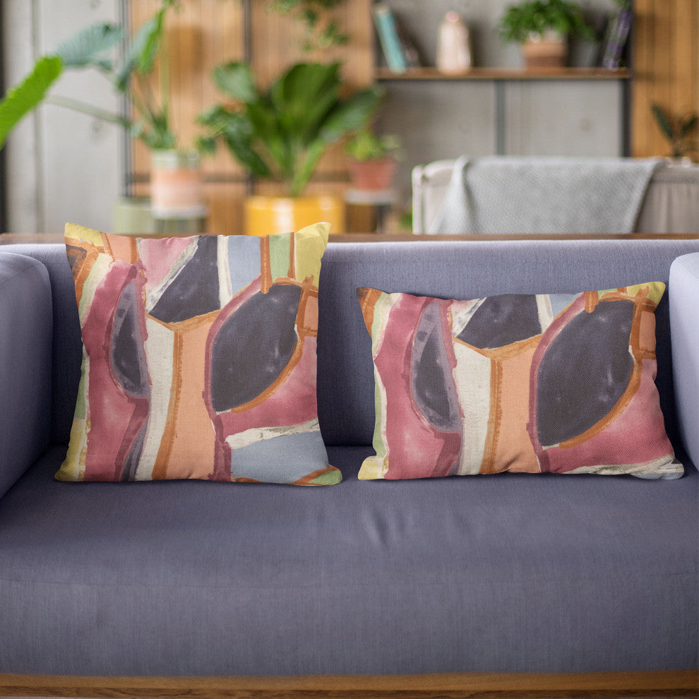 Plutus Multi-Color Modern Art Graphic Print Luxury Throw Pillow, 26"x26"