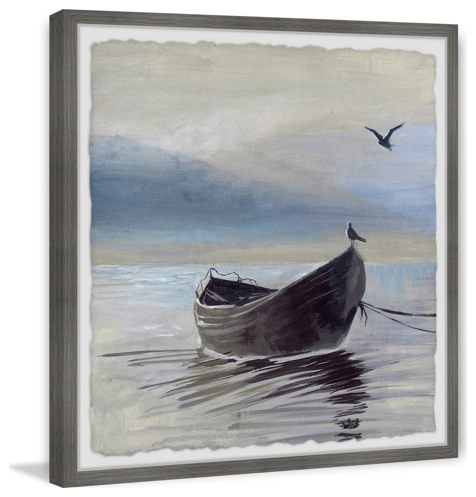 "Little Brown Boat" Framed Painting Print, 12"x12"