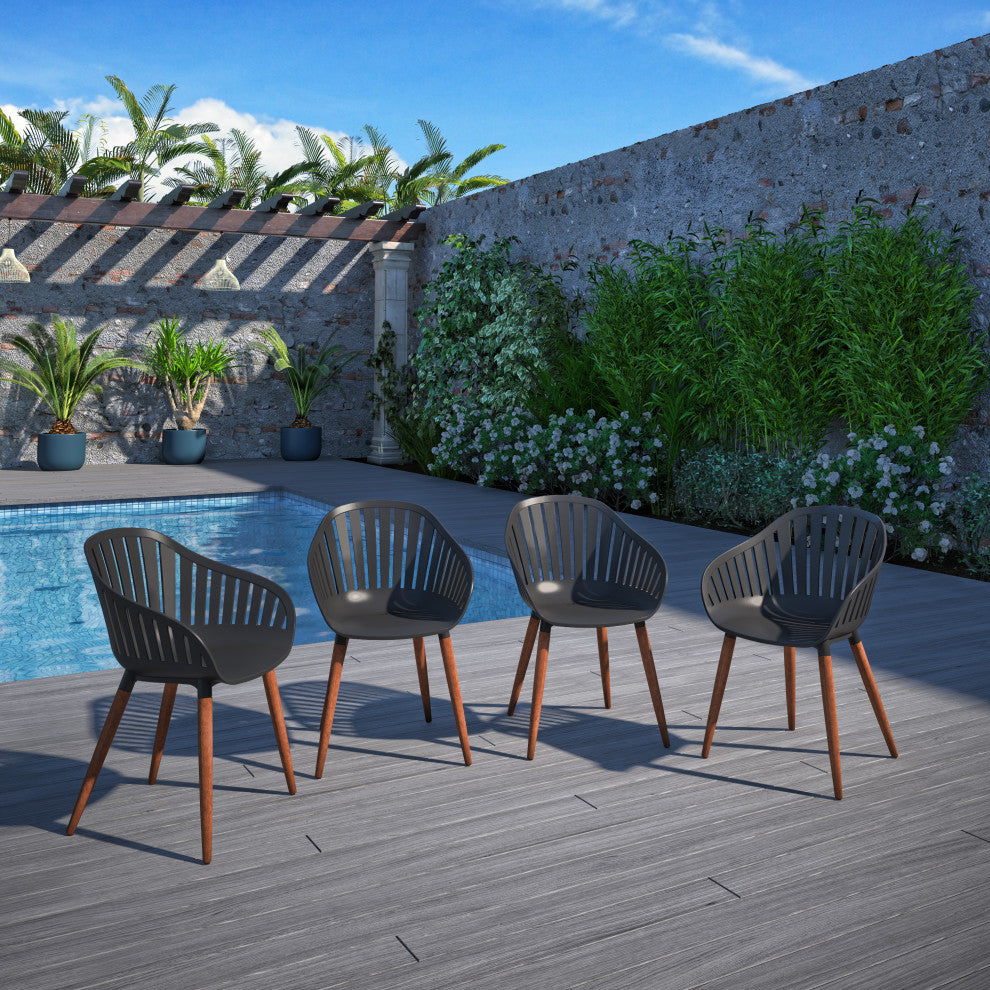 Amazonia Zandvoort 5 Piece Outdoor Rectangular Dining Set With Black Chairs
