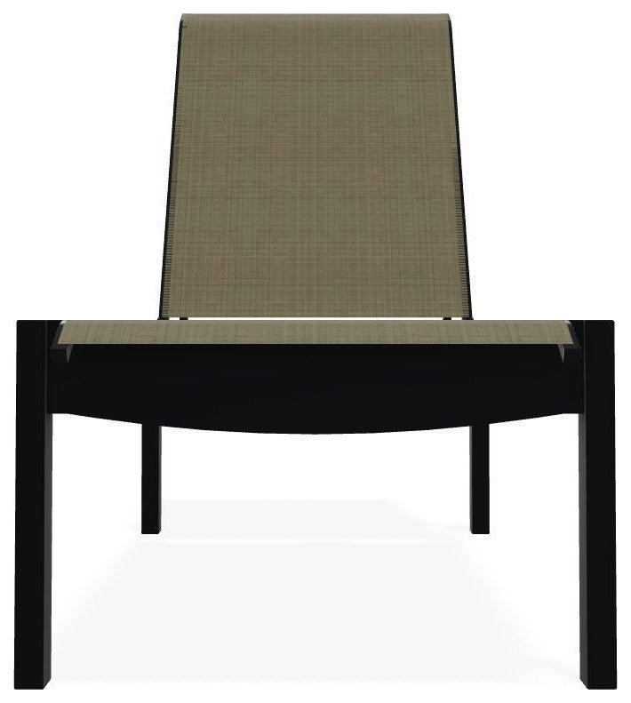 Leeward Sling Stackable Outdoor Chaise Lounge, Elevation Stone/Black