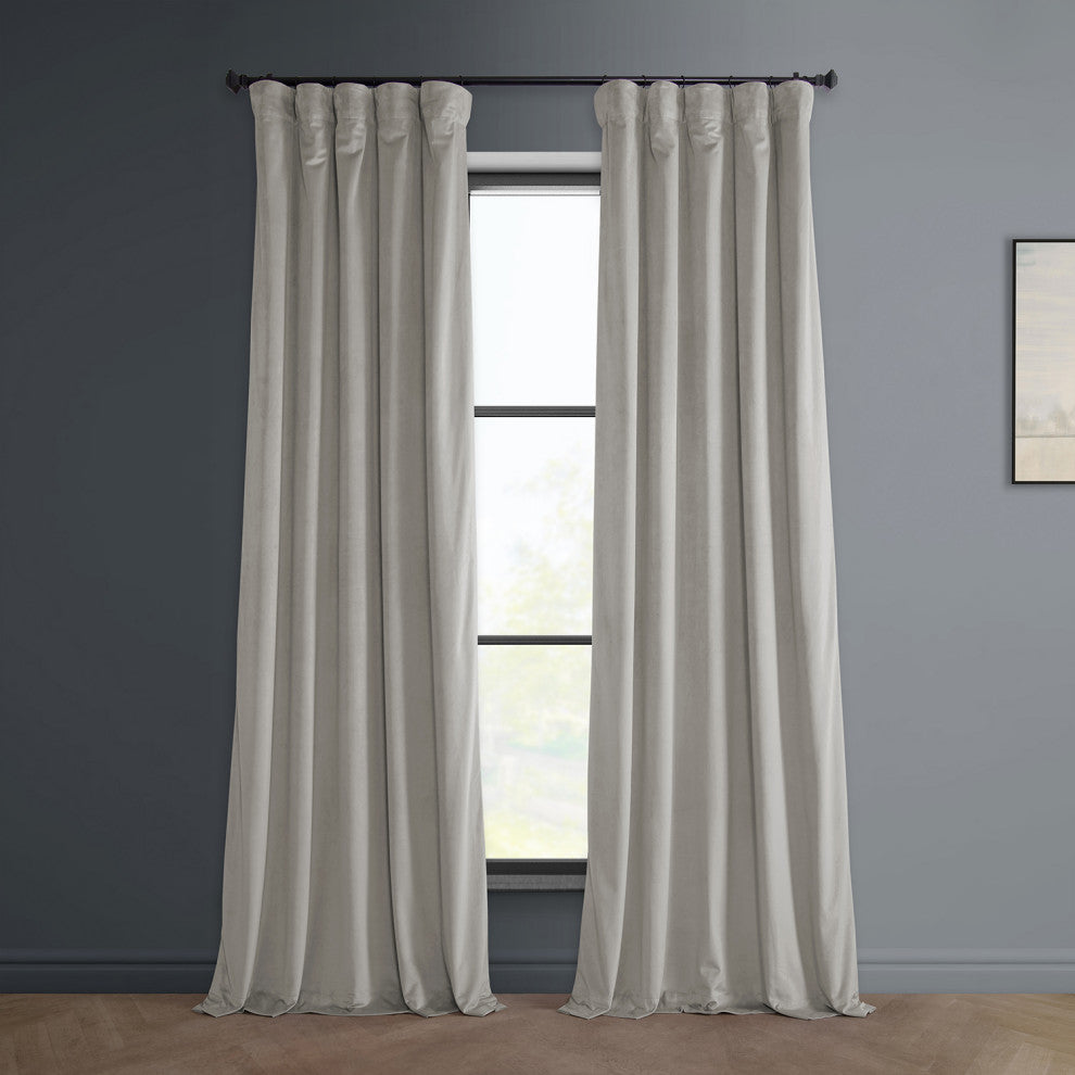Heritage Plush Velvet Curtain Single Panel, City Gray, 50"x108"