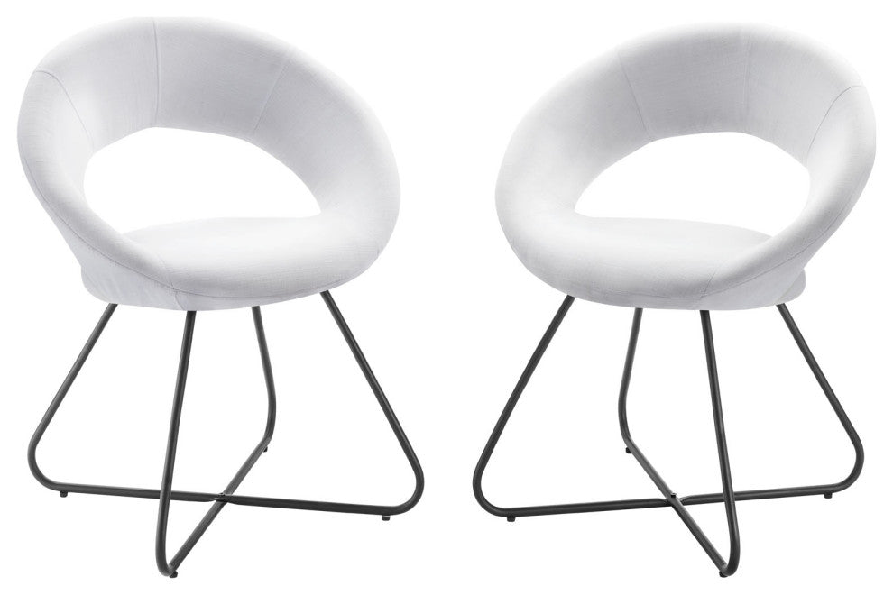 Dining Chair, Set of 2, White Black, Fabric, Modern, Cafe Bistro Hospitality