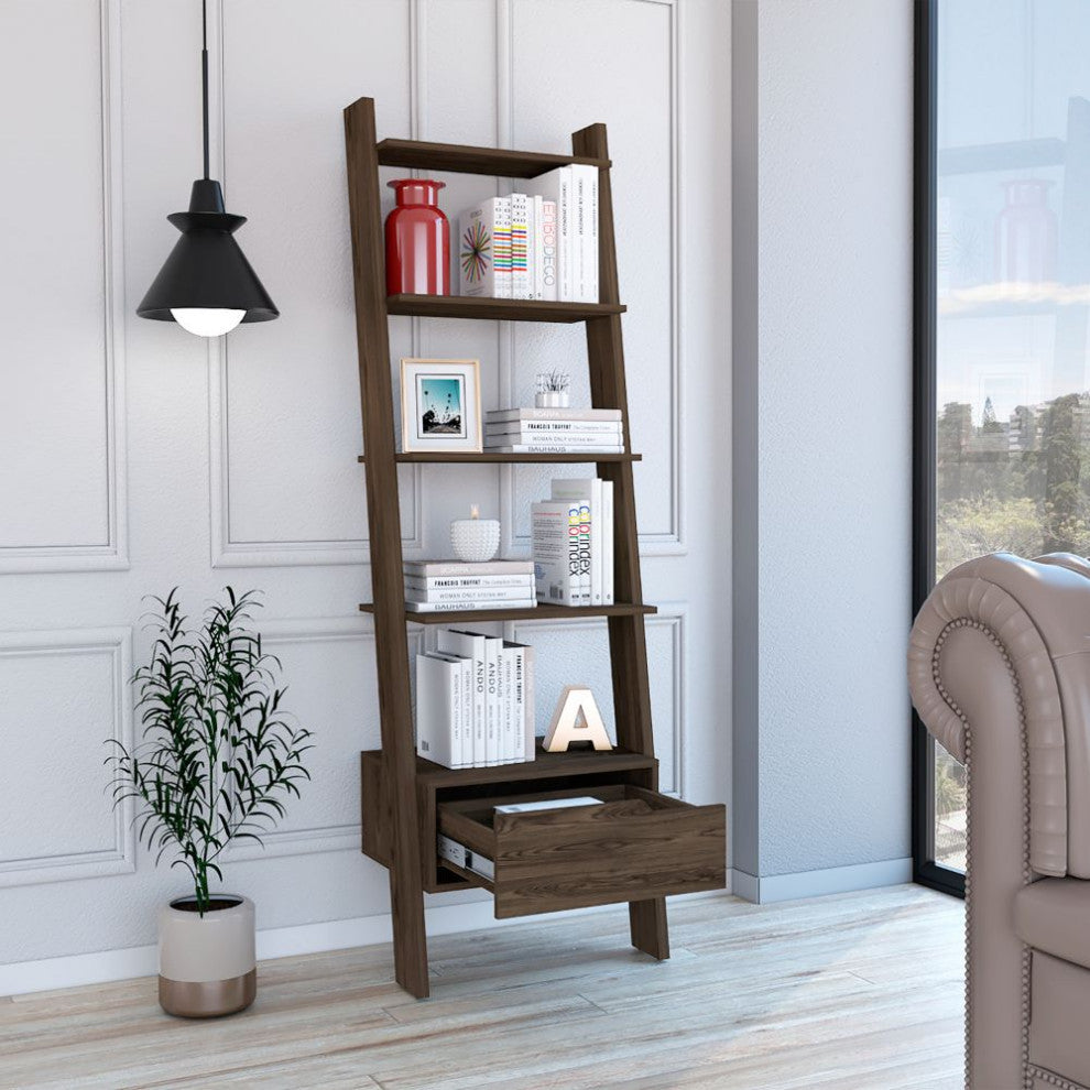 Hamburg Ladder Bookcase Dark Walnut