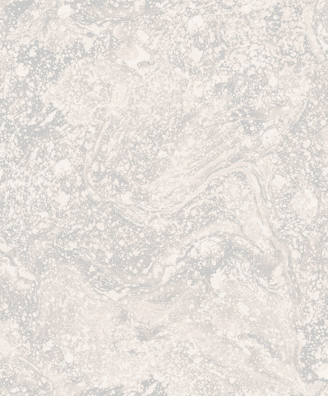 Gray and Silver Foil Infused Marble Wallpaper