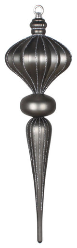 Vickerman 21" Pewter Matte Glitt Diamnd Finial Orn