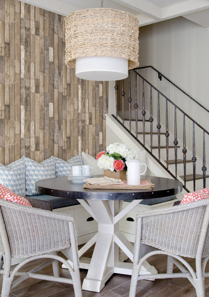 Barn Board Brown Thin Plank Wallpaper Bolt