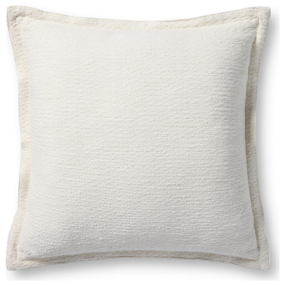 Chris Loves Julia x Loloi Morris White 22'' x 22'' Cover With Down Pillow