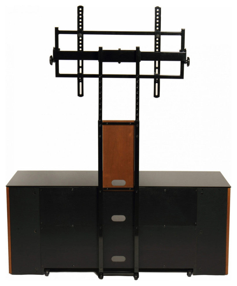 Versatile Tv Stand With Mount & Multimedia Storage Cabinet, Dark Birch/Black