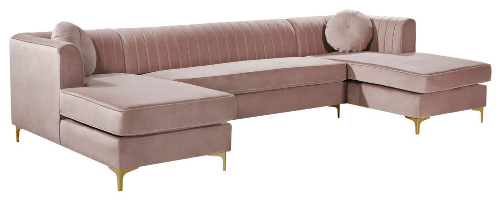 Graham Velvet 3pc. Sectional, Pink