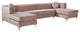 Graham Velvet 3pc. Sectional, Pink
