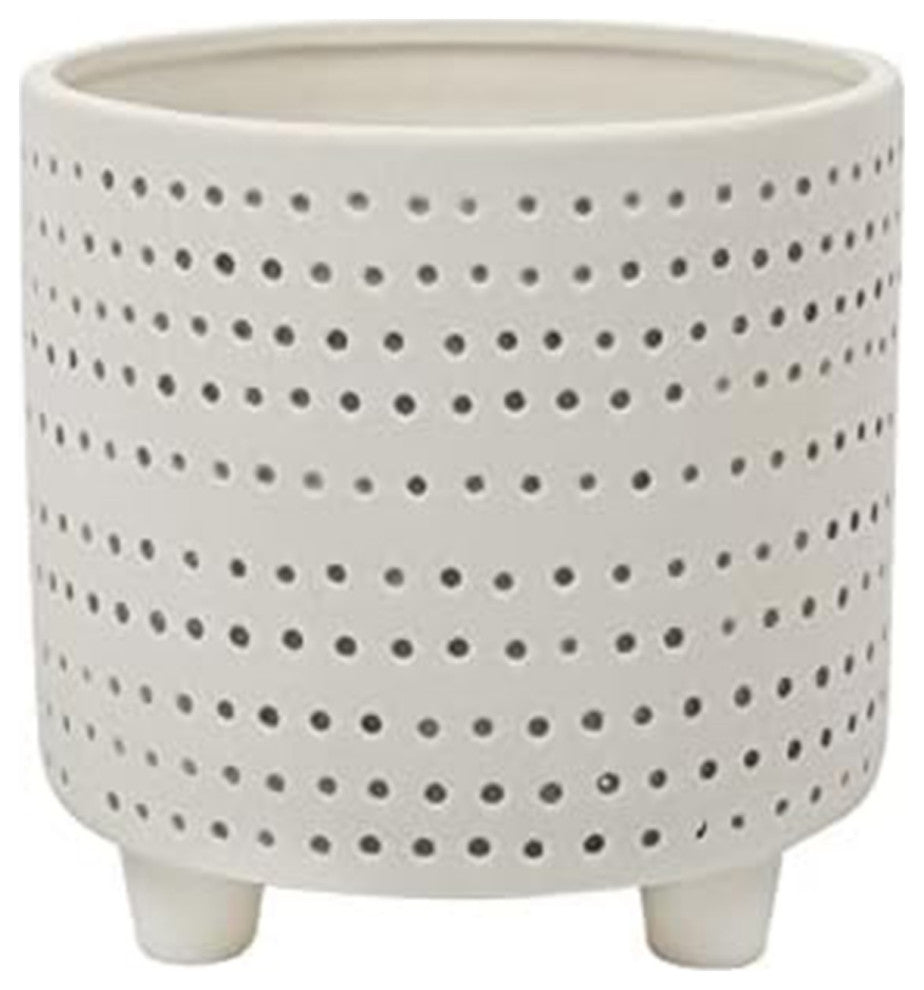 Ceramic Flower & Plant Vase, 6.0"L x 6.0"H x 6.0"W, White