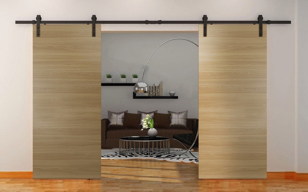 Sliding Double Barn Doors 64 x 80 & 13FT Rail | Planum 0010 Honey Ash