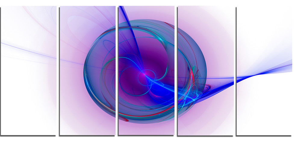 Abstract Blue Fractal Design, Abstract Canvas Art Print, 60"x28", 5 Panels