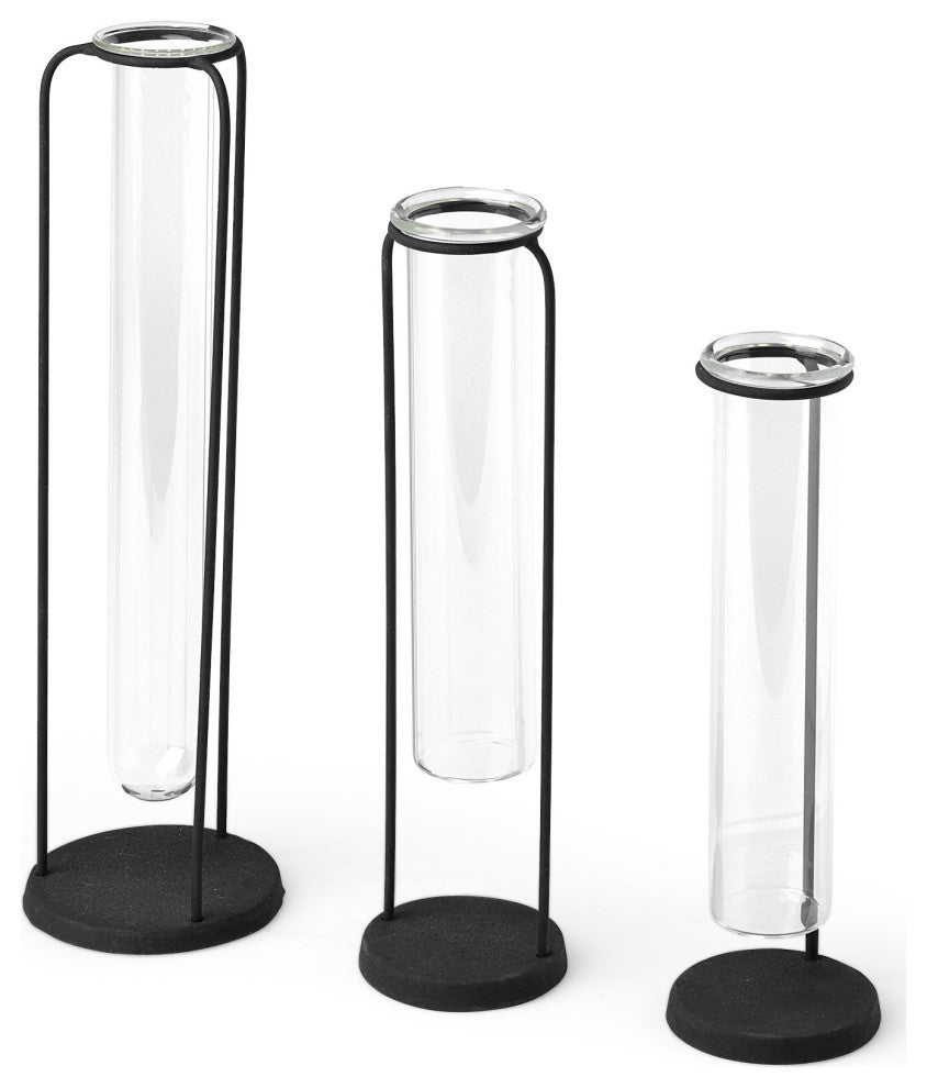 Set of Three Test Tube Stand Vases