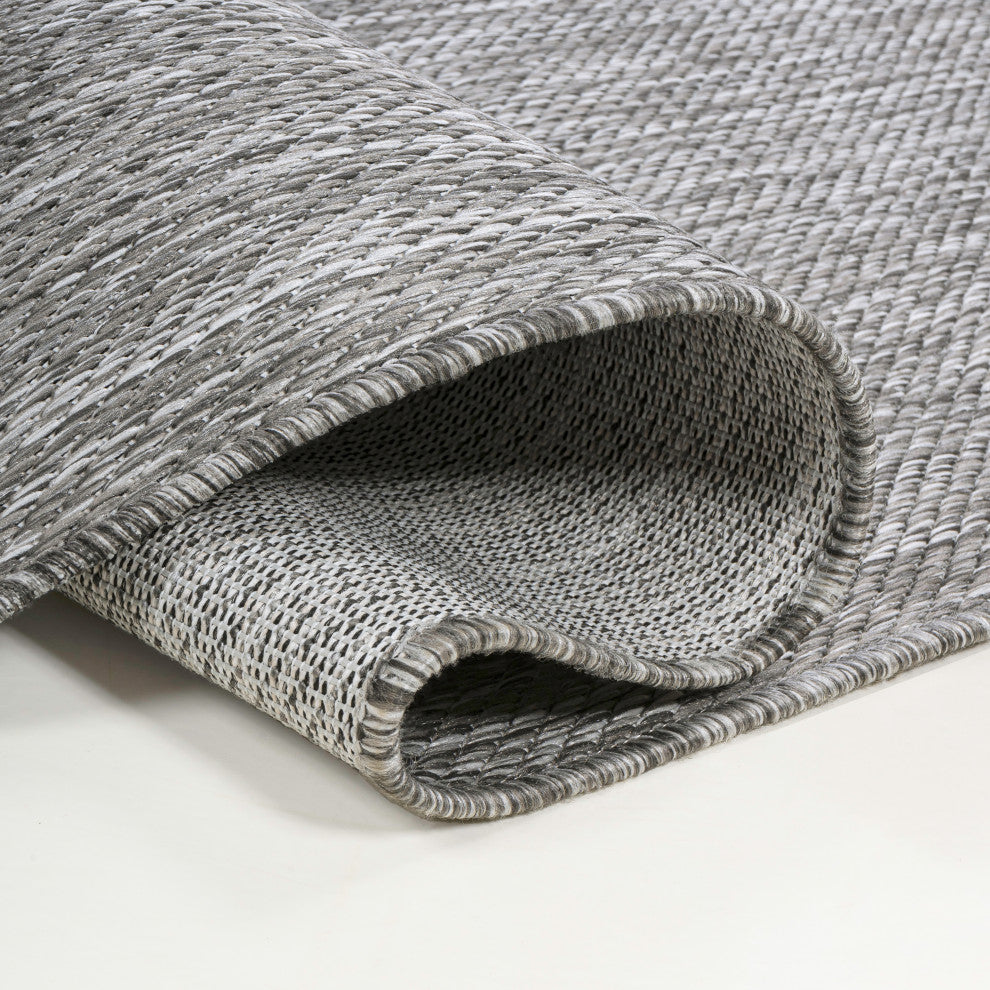 Miles Modern Minimalist Radius Corner Solid Indoor/Outdoor Shaped Area Rug