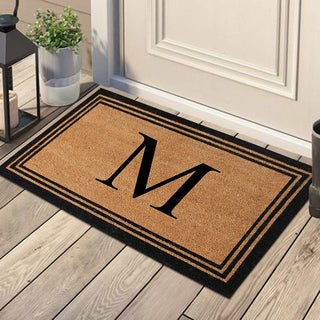 A1HC Black/Beige Coir Monogrammed Doormat 24"x39" , M
