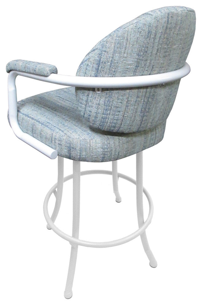 Swivel Counter Metal Pub Set - M-70 Stools 26" or 30", Watusi Aquatint - White, 26", Crackle Glass