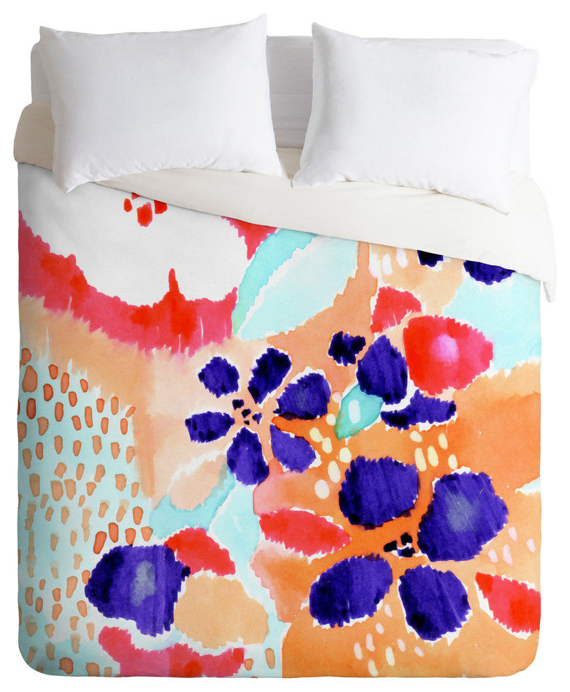 Deny Designs Cayenablanca Ikat Flowers Duvet Cover-Lightweight