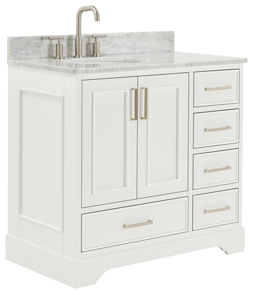 Ariel Stafford 37" Single Left Offset Oval Sink Bathroom Vanity
