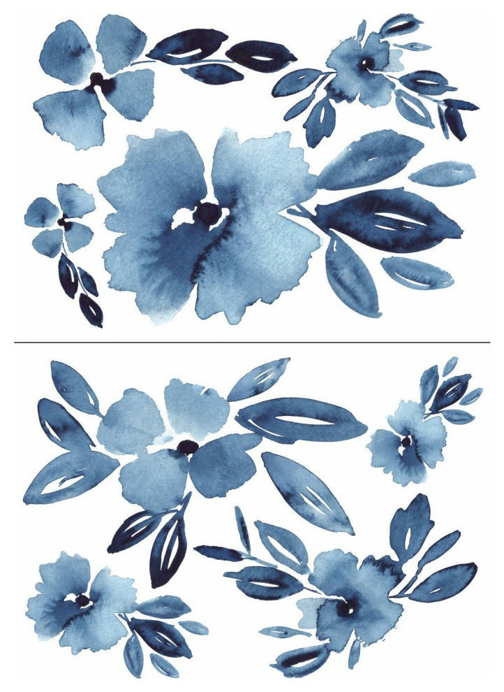 Blue Clara Jean April Showers Flowers XL Giant Wall Decals