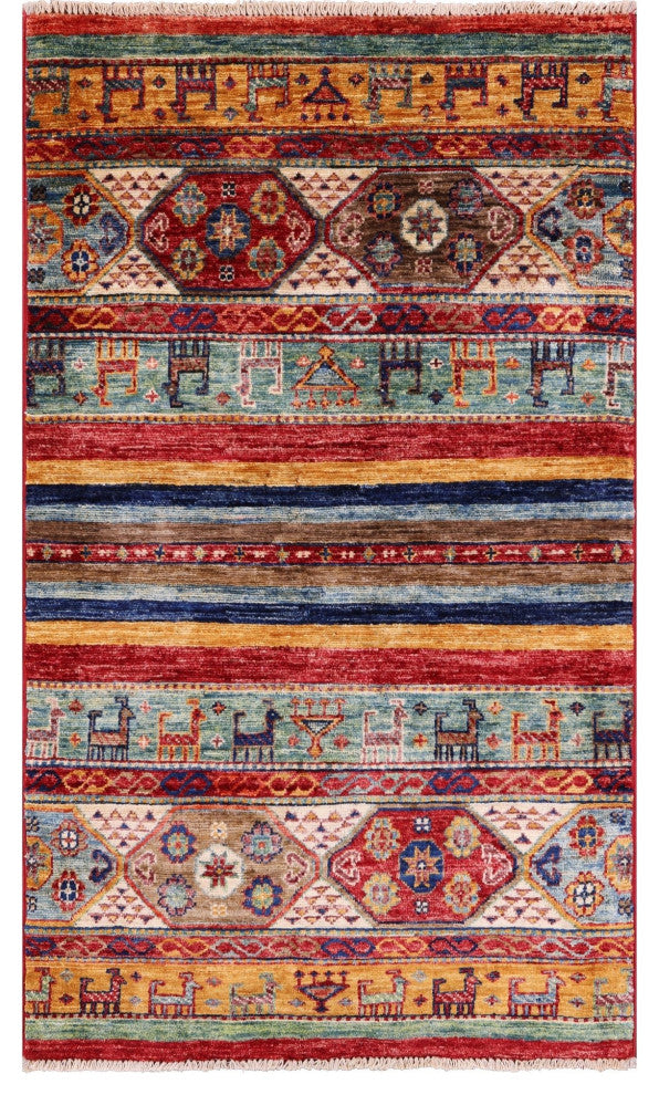 Tribal Persian Gabbeh Handmade Wool Rug 2' 6" X 4' 4" Q11042