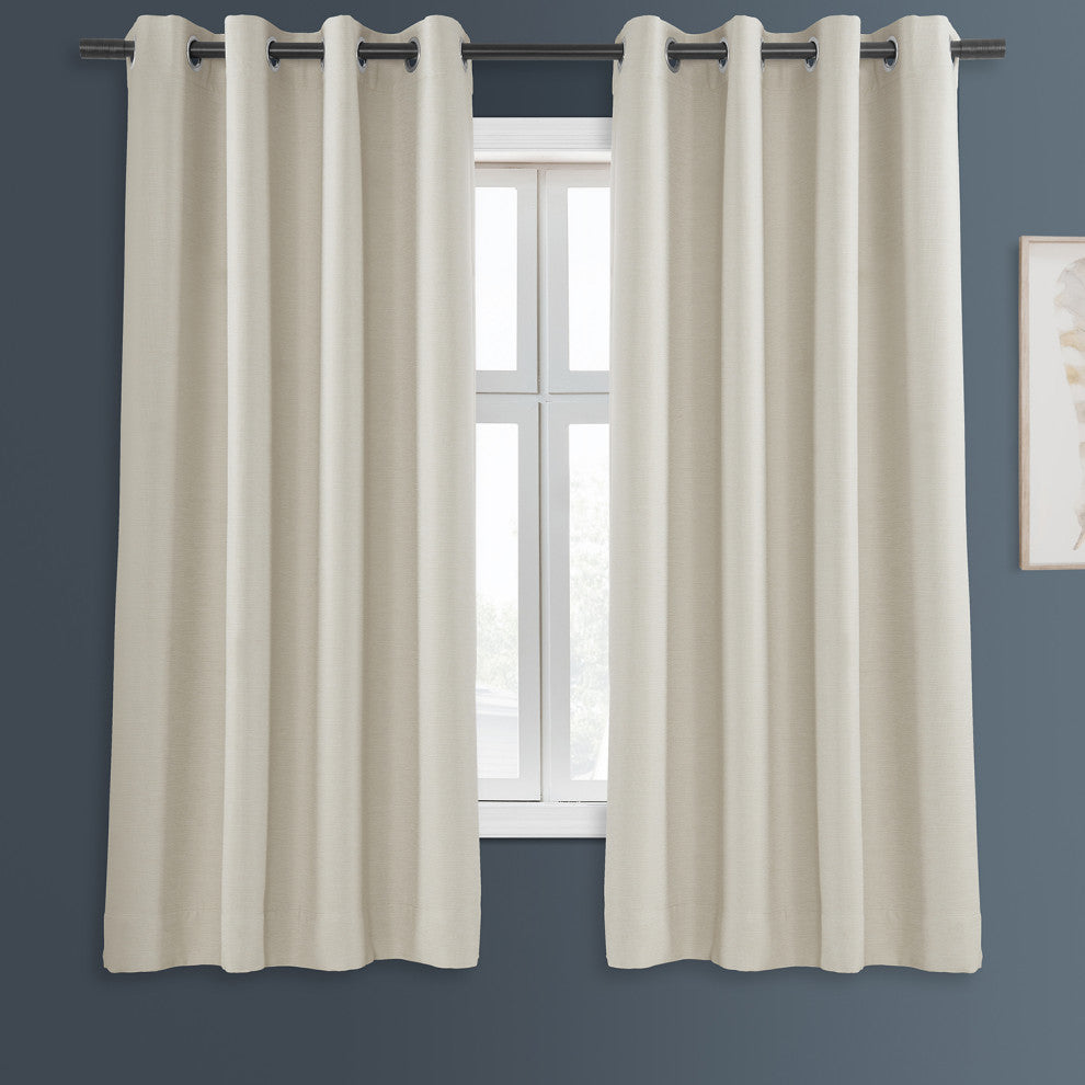 Oat Cream Bellino Grommet Blackout Room Darkening Curtain Single Panel, 50"x63"