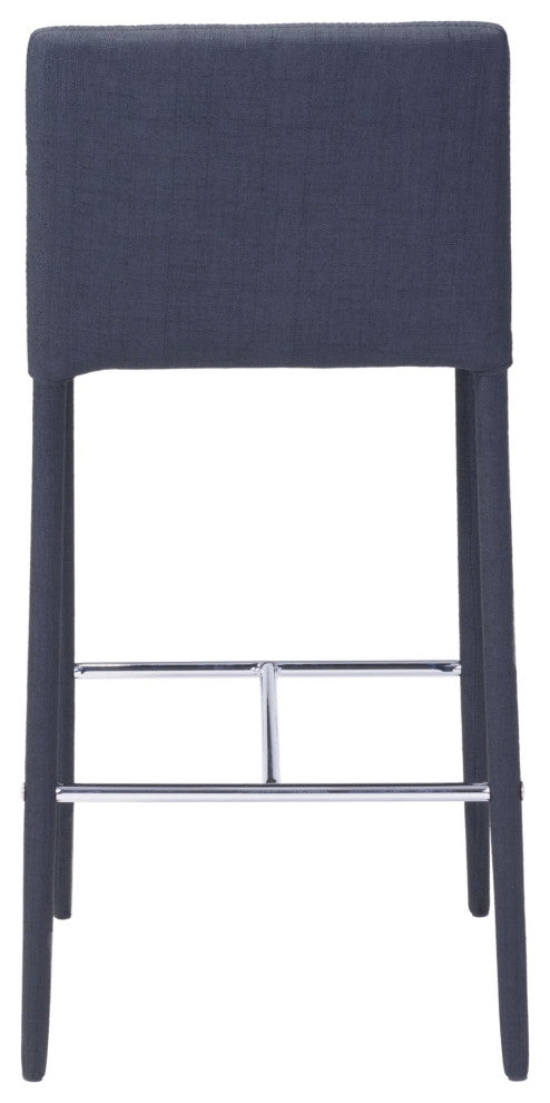 Counter Stool Chair, Set of 2, Steel Metal, Fabric, Black, Chrome, Cafe Bistro