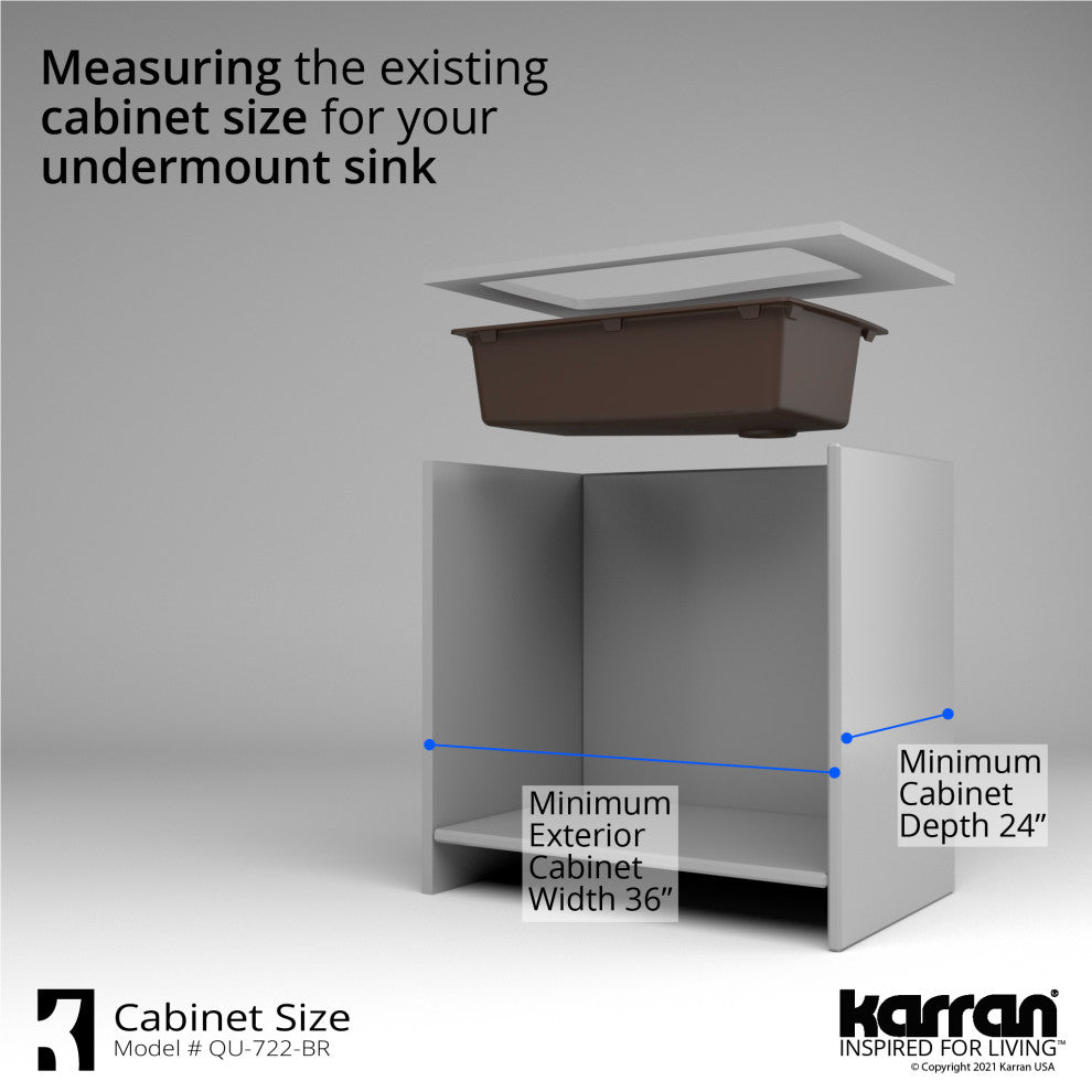 Karran Undermount Quartz Composite 33" Single Bowl Kitchen Sink, Brown