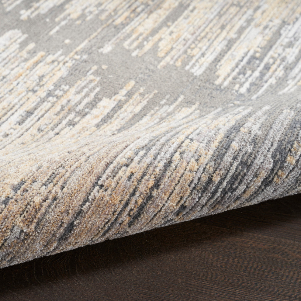 Nourison Abstract Hues 5'3" x 7'6" Grey Gold Modern Indoor Area Rug