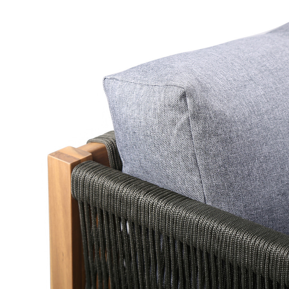 Sienna Outdoor Eucalyptus Sofa, Teak Finish With Gray Cushions