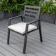 LeisureMod Chelsea Patio Dining Armchair in Aluminum with Cushions, Beige