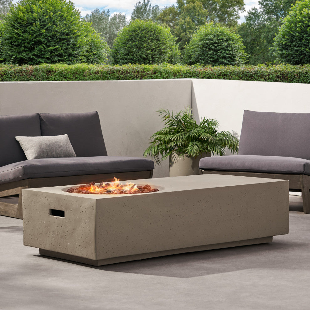 Fernhill Outdoor 50,000 BTU Rectangular Fire Pit Table, No Tank Holder