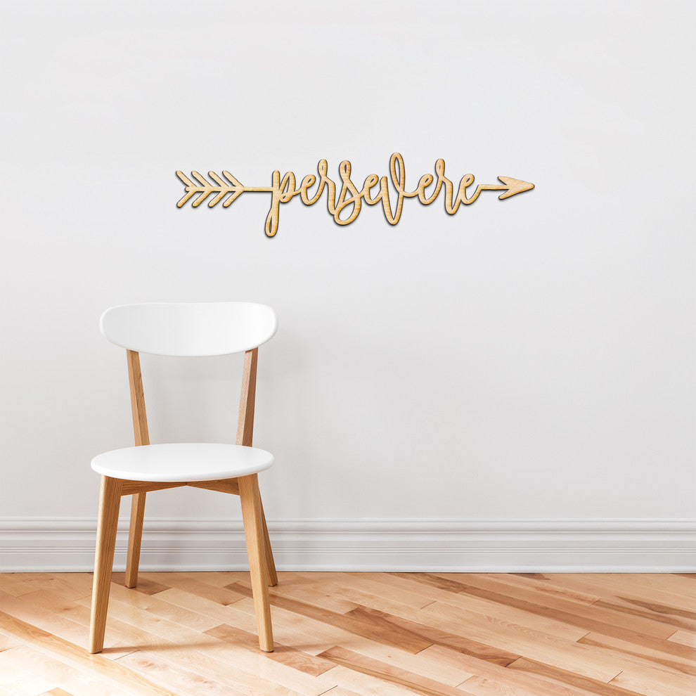 Persevere Right Arrow Wood Sign Home Decor Unfinished, 36"x9"