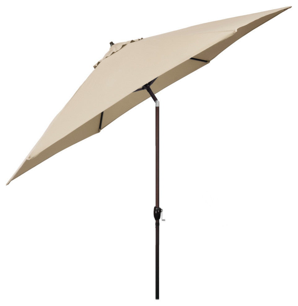Astella 11' Round Table Patio Umbrella, Auto Crank Lift, Polyester, Beige