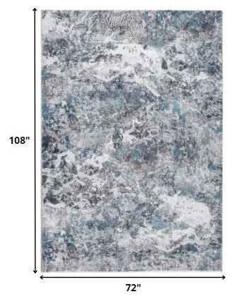 6"x9" Gray Blue Abstract Galaxy Area Rug
