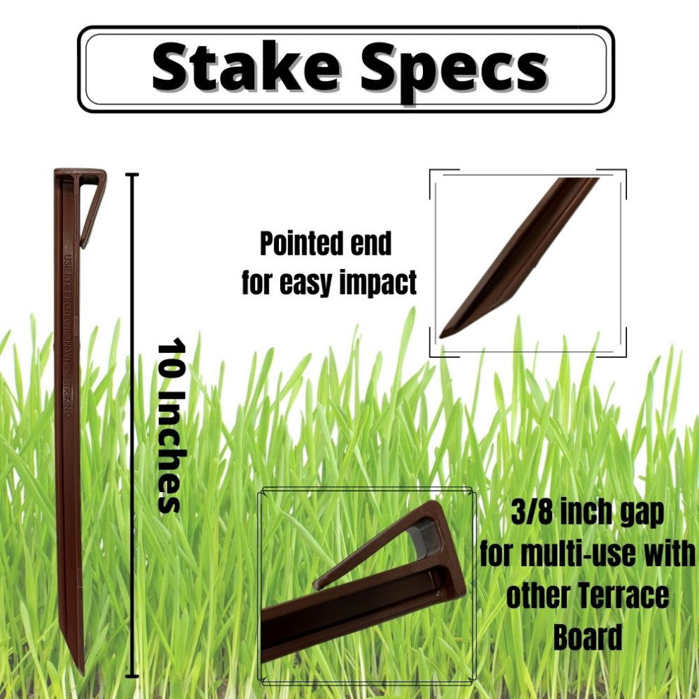 Master Mark 10" Terrace Board Lawn Edging Stake Kit, Brown